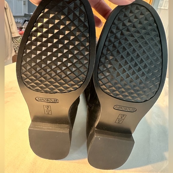 Aerosoles Berri Faux Crocodile Skin Tall Boots Black Sz 8 Like New Classic - Picture 9 of 11